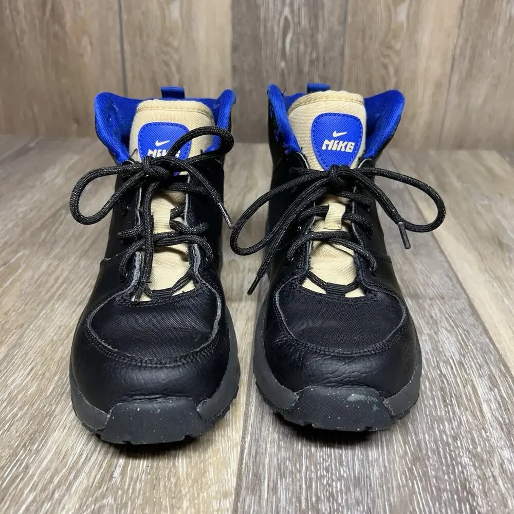 Nike Manoa LTR Boots Black Leather Blue Tan Youth US Size 3Y BQ5373-003 Shoes